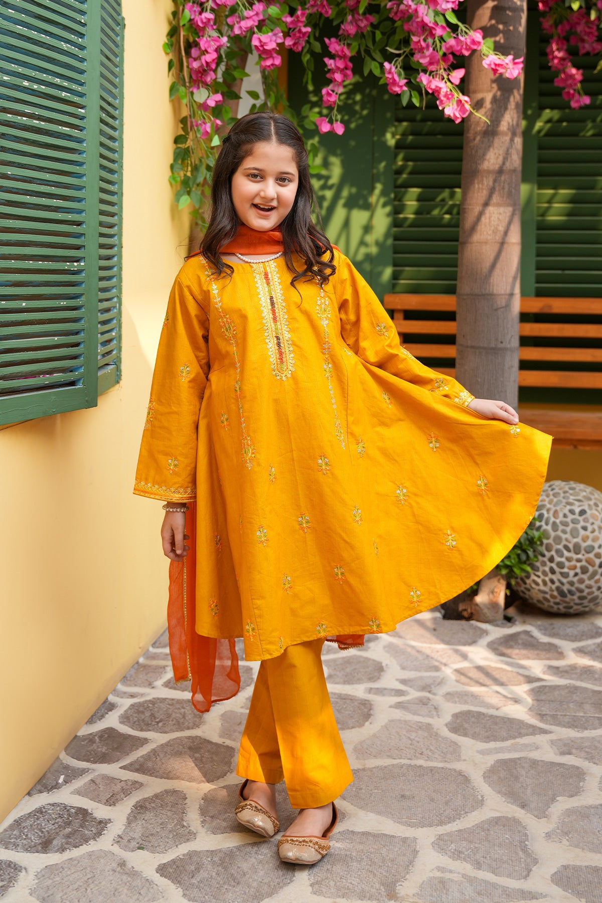 Zarsanga – Mustard Gold Flared Festive Set