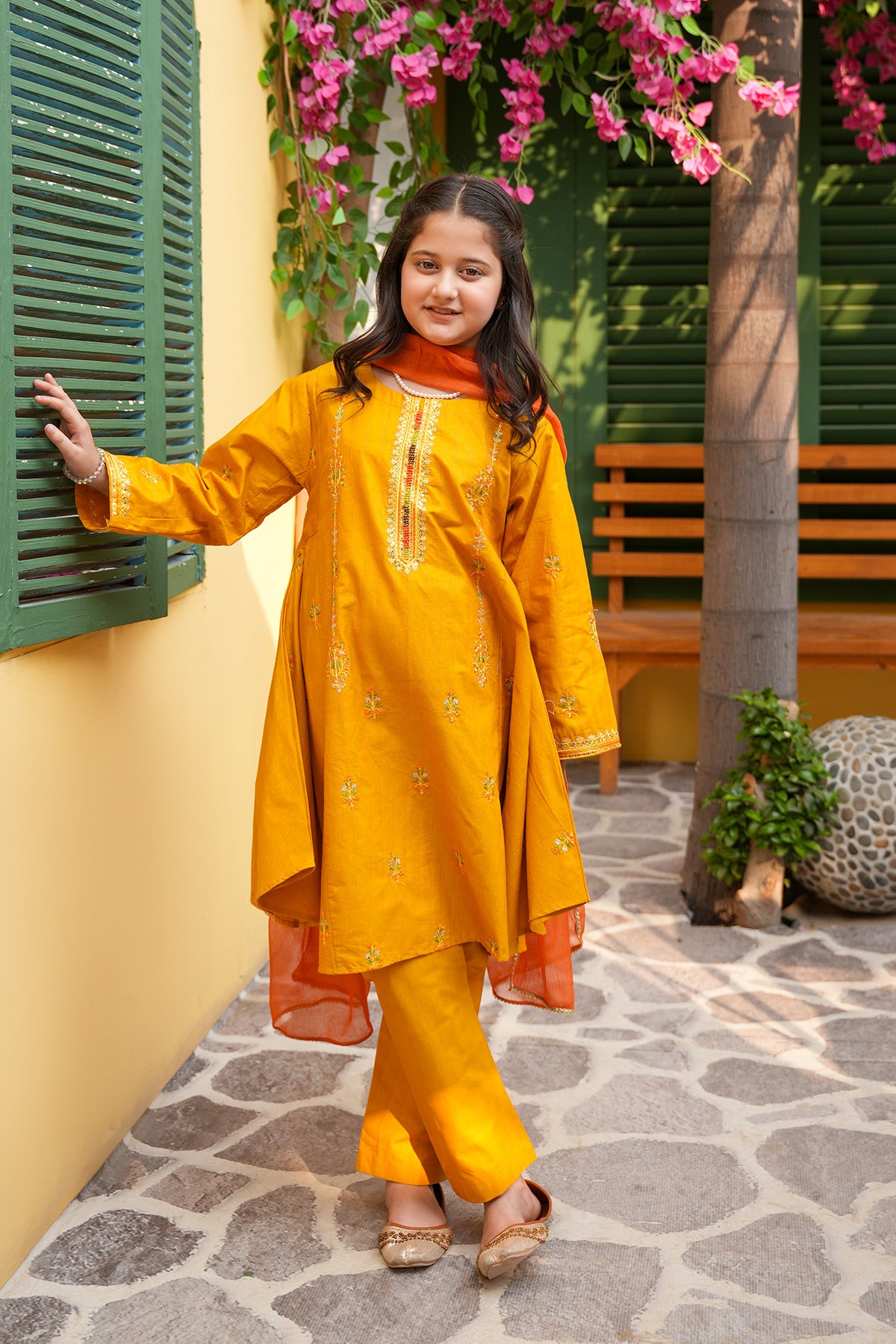 Zarsanga – Mustard Gold Flared Festive Set