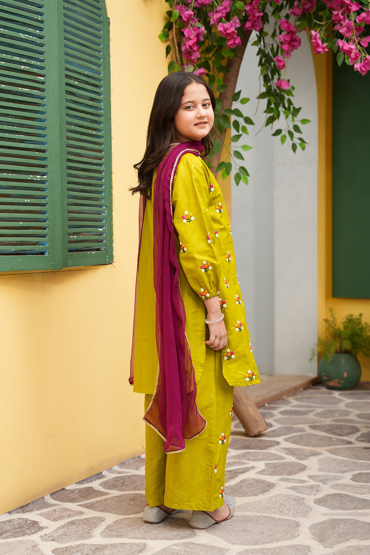 Meher – Lime Zest Embroidered Festive Set