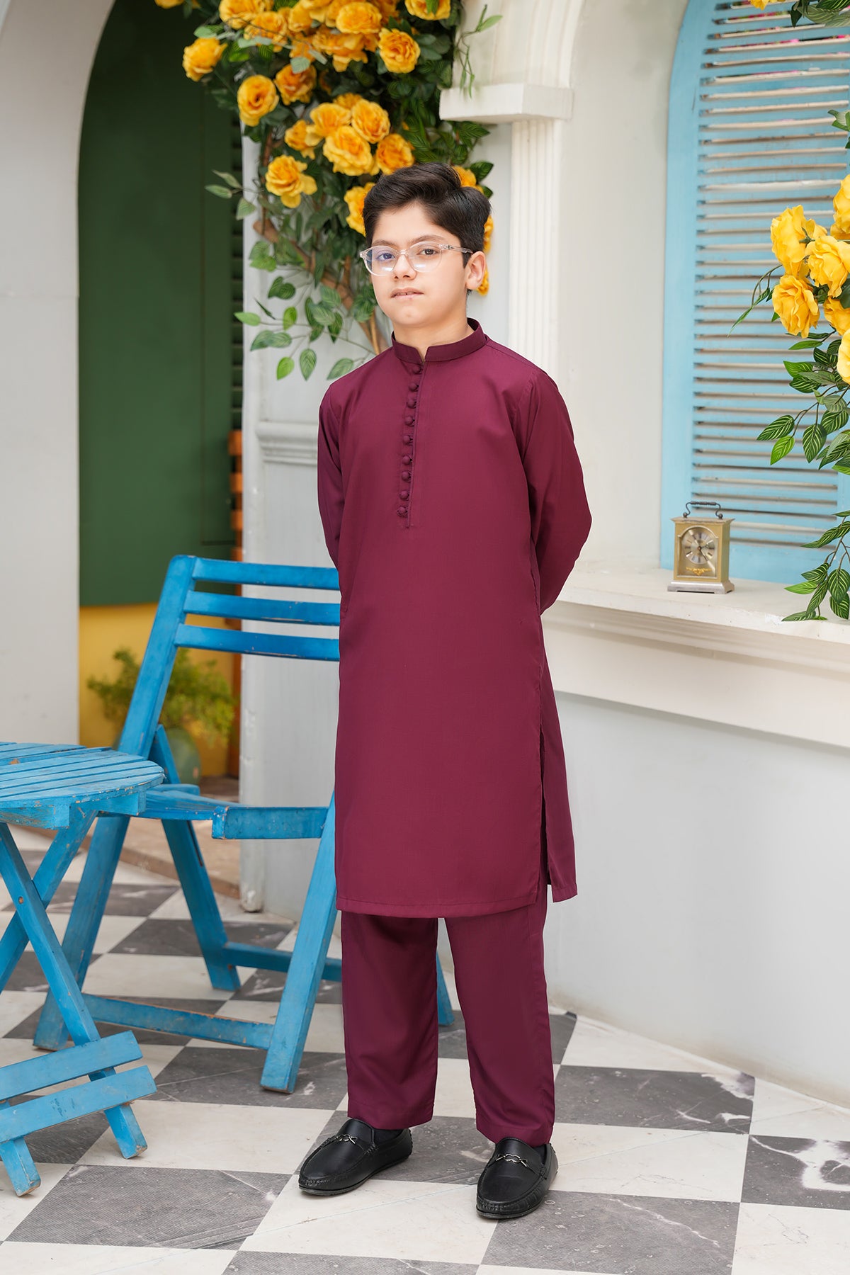 Sharyar – Deep Plum Fabric-Buttoned Kurta Set