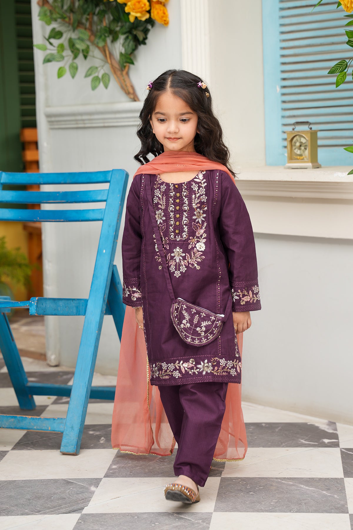 Zoya – Royal Purple Embroidered Festive 4-Pc Set