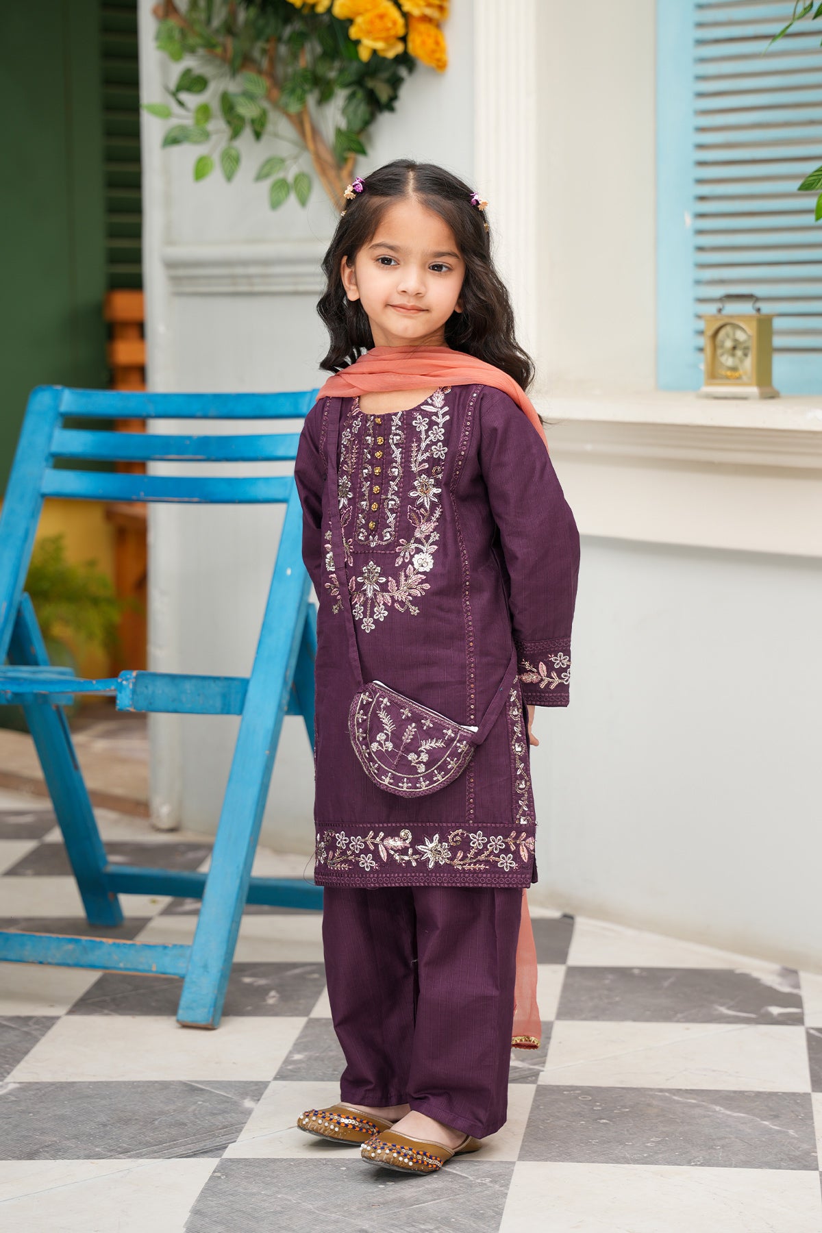 Zoya – Royal Purple Embroidered Festive 4-Pc Set
