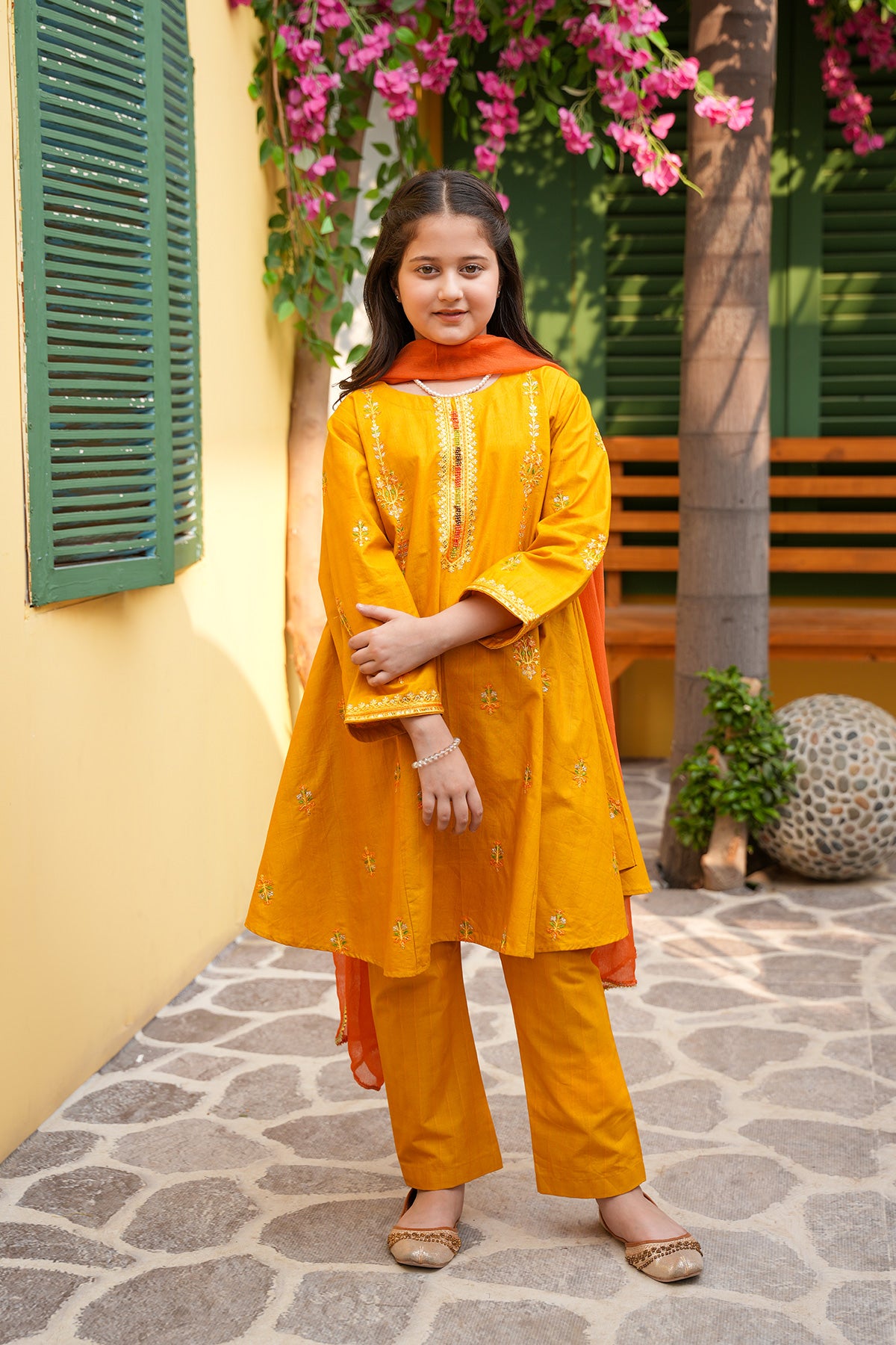 Zarsanga – Mustard Gold Flared Festive Set