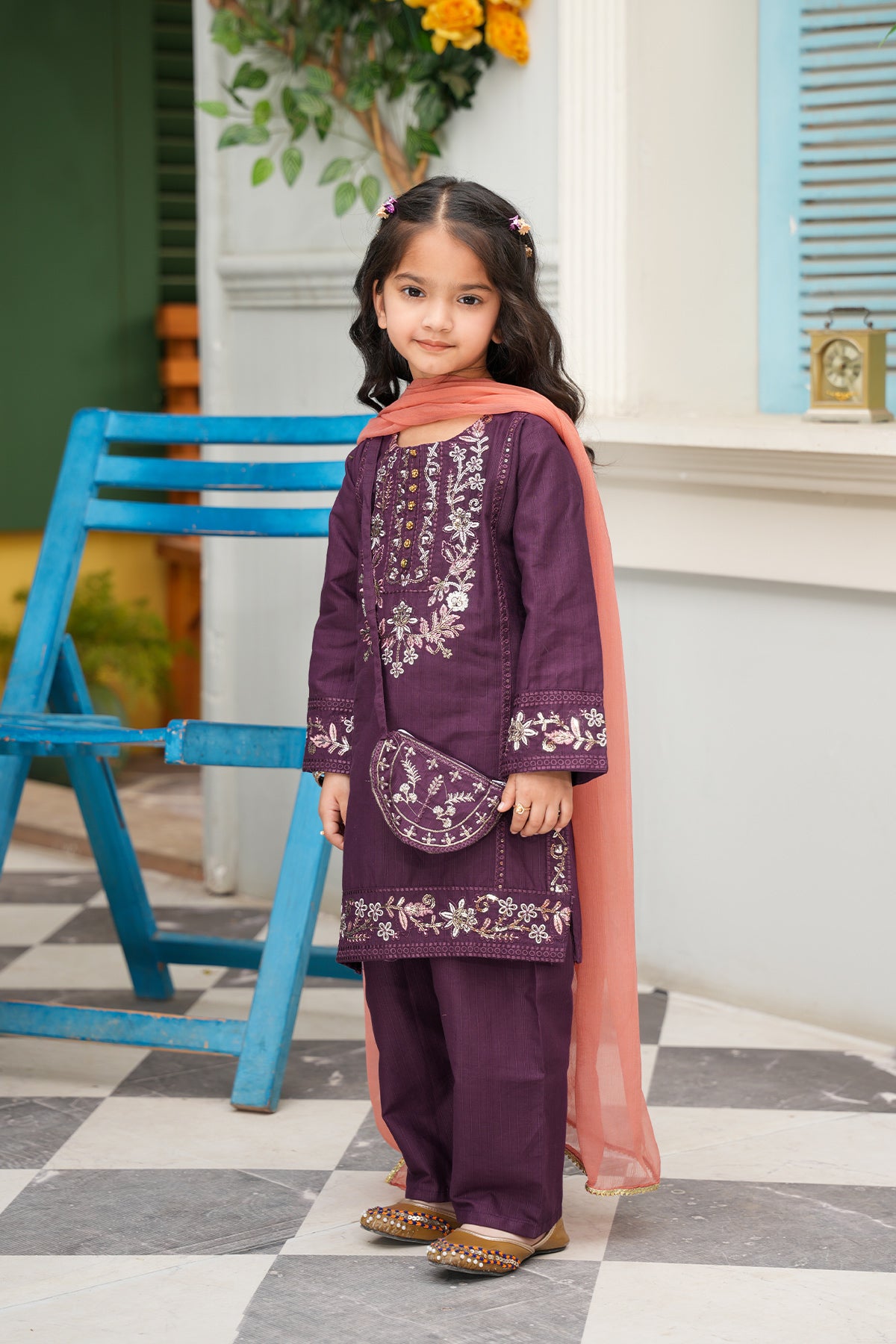 Zoya – Royal Purple Embroidered Festive 4-Pc Set