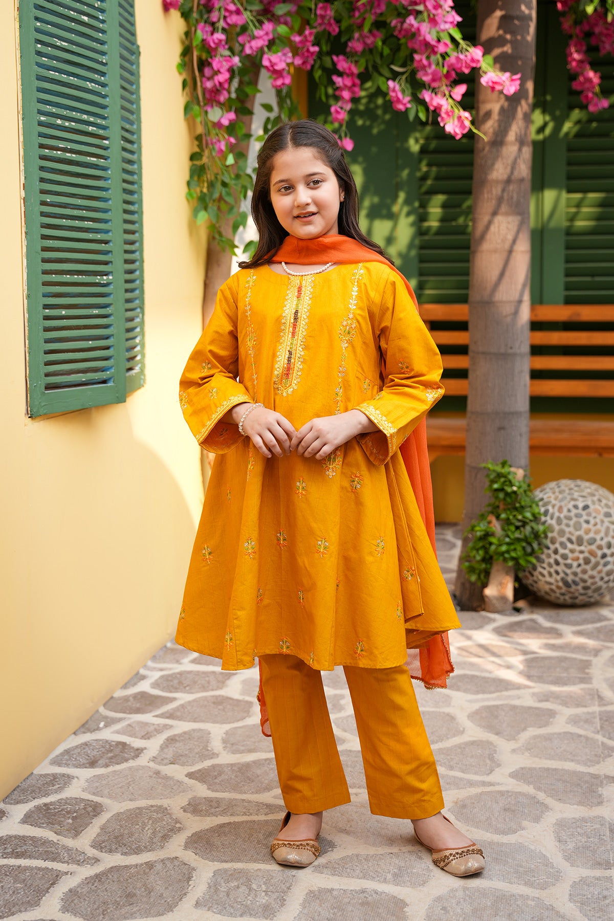 Zarsanga – Mustard Gold Flared Festive Set