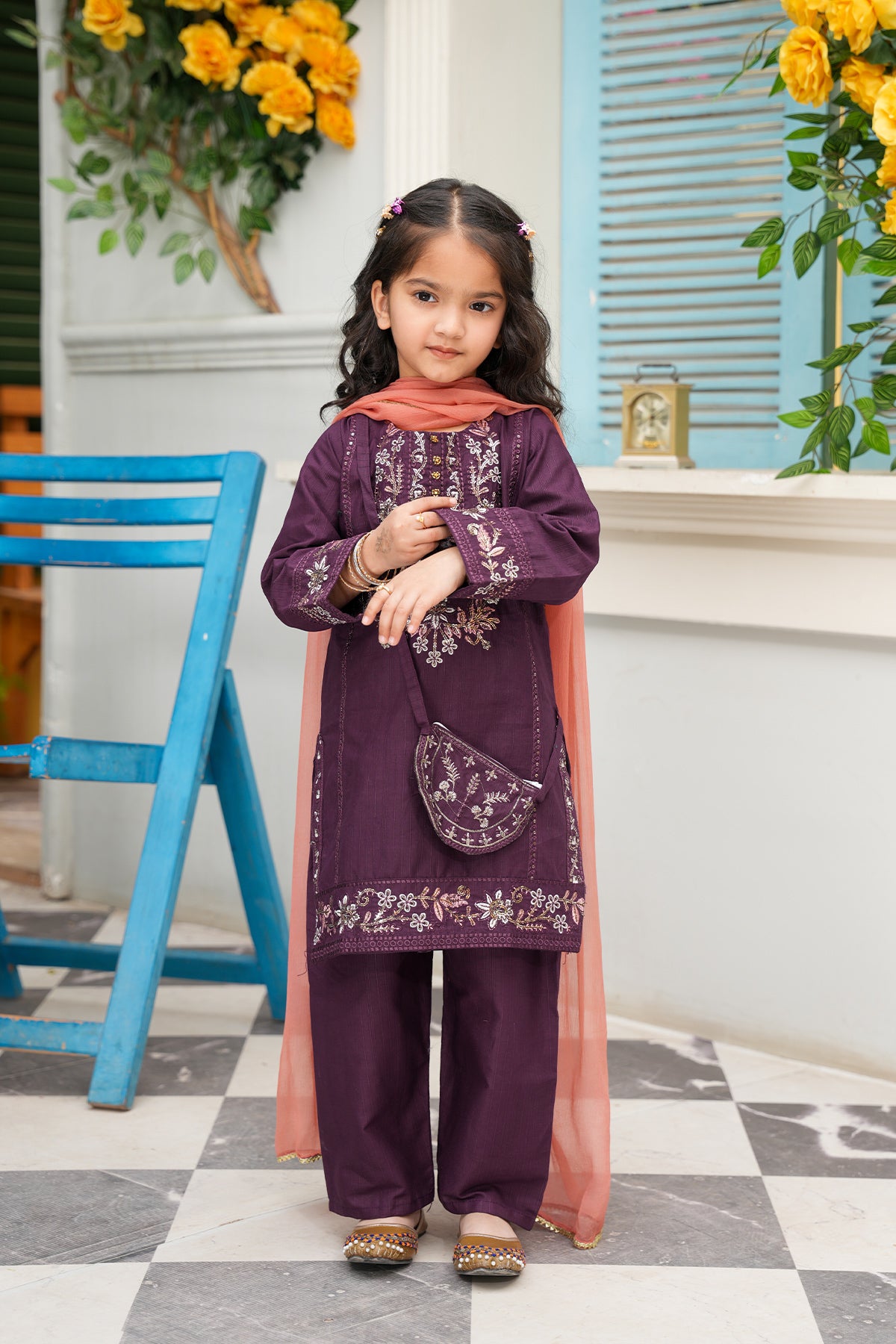 Zoya – Royal Purple Embroidered Festive 4-Pc Set