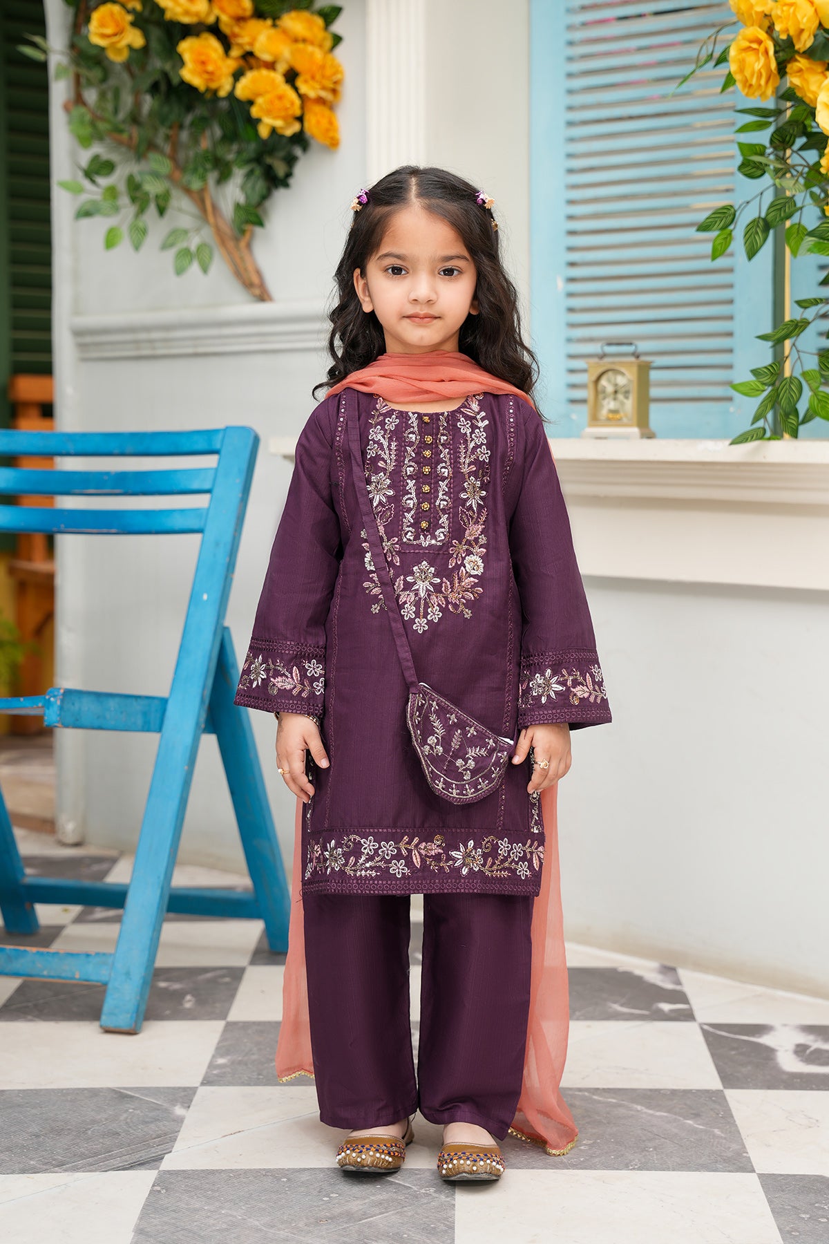Zoya – Royal Purple Embroidered Festive 4-Pc Set