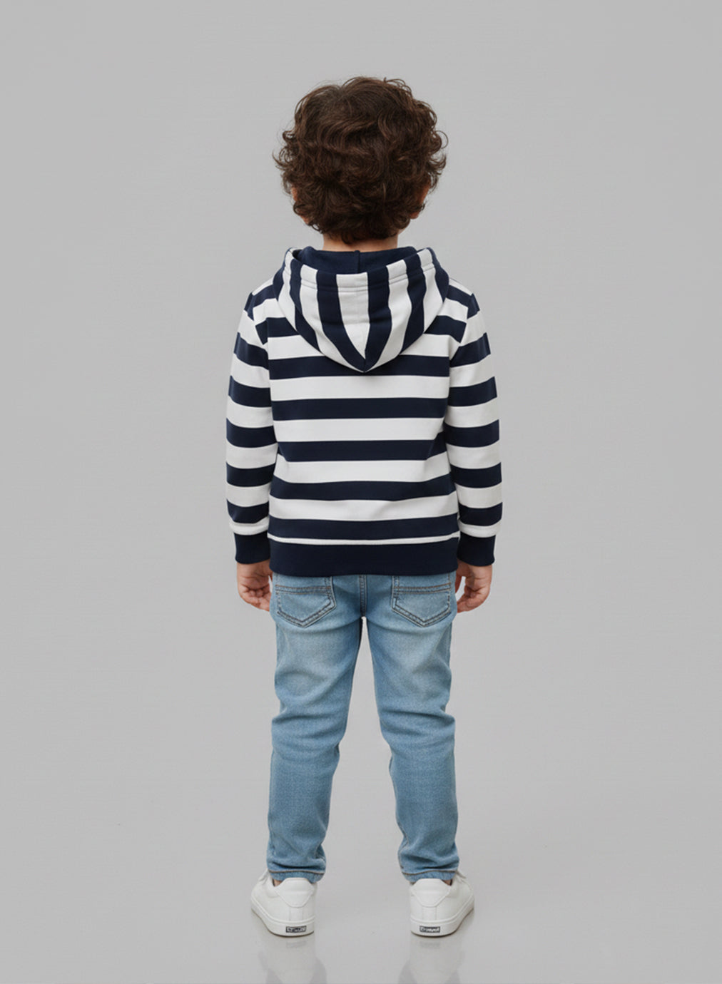 Dark Blue and White Striped Hoodie