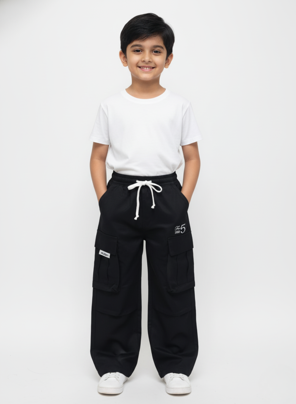 Black Balenci-Inspired Cargo Jogger Pant